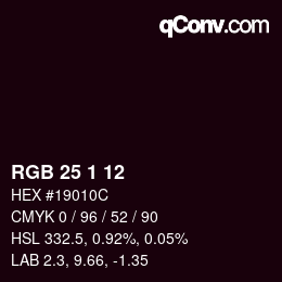 Color code: RGB 25 1 12 | qconv.com