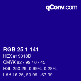カラーコード: RGB 25 1 141 | qconv.com