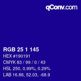 Farbcode: RGB 25 1 145 | qconv.com