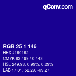 Color code: RGB 25 1 146 | qconv.com