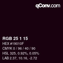 颜色代码: RGB 25 1 15 | qconv.com