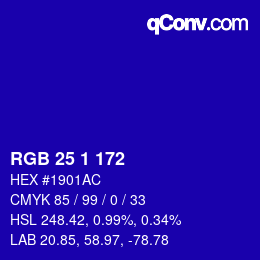 カラーコード: RGB 25 1 172 | qconv.com