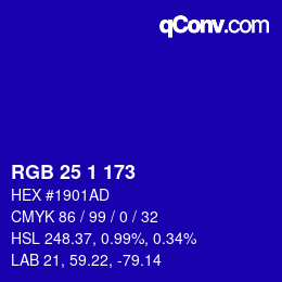 Color code: RGB 25 1 173 | qconv.com