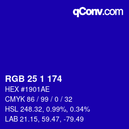 Color code: RGB 25 1 174 | qconv.com