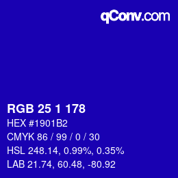 カラーコード: RGB 25 1 178 | qconv.com