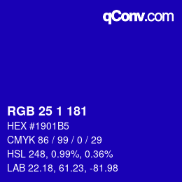 Color code: RGB 25 1 181 | qconv.com