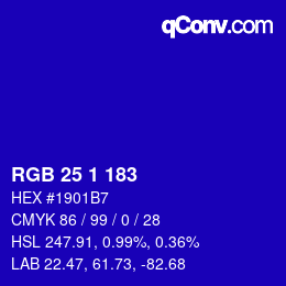 Color code: RGB 25 1 183 | qconv.com