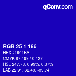 Color code: RGB 25 1 186 | qconv.com