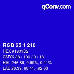 カラーコード: RGB 25 1 210 | qconv.com