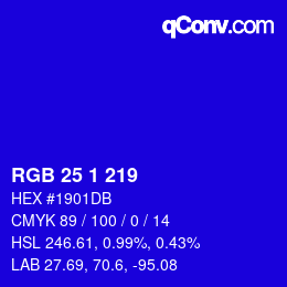Color code: RGB 25 1 219 | qconv.com