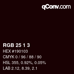 Color code: RGB 25 1 3 | qconv.com
