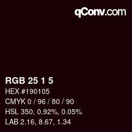 Color code: RGB 25 1 5 | qconv.com