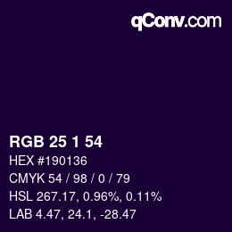 Color code: RGB 25 1 54 | qconv.com