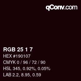 Color code: RGB 25 1 7 | qconv.com