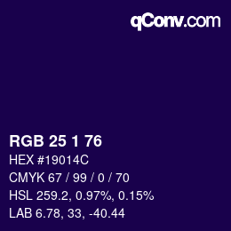 Color code: RGB 25 1 76 | qconv.com