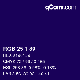 カラーコード: RGB 25 1 89 | qconv.com
