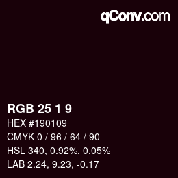 Color code: RGB 25 1 9 | qconv.com