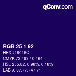 Color code: RGB 25 1 92 | qconv.com