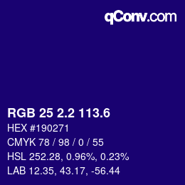 カラーコード: RGB 25 2.2 113.6 | qconv.com