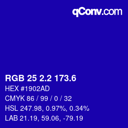 カラーコード: RGB 25 2.2 173.6 | qconv.com