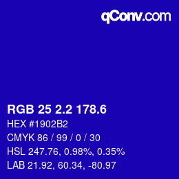カラーコード: RGB 25 2.2 178.6 | qconv.com