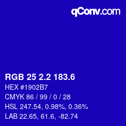 カラーコード: RGB 25 2.2 183.6 | qconv.com