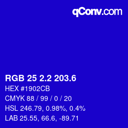 カラーコード: RGB 25 2.2 203.6 | qconv.com
