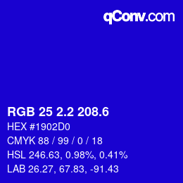 カラーコード: RGB 25 2.2 208.6 | qconv.com