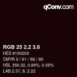 カラーコード: RGB 25 2.2 3.6 | qconv.com