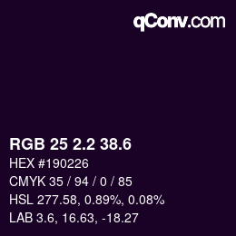 カラーコード: RGB 25 2.2 38.6 | qconv.com