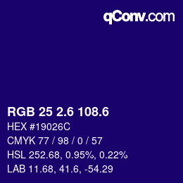 カラーコード: RGB 25 2.6 108.6 | qconv.com