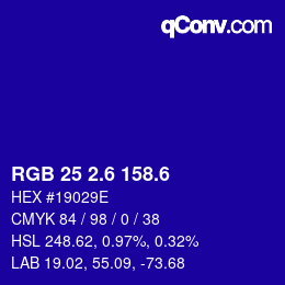 カラーコード: RGB 25 2.6 158.6 | qconv.com