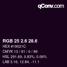 カラーコード: RGB 25 2.6 28.6 | qconv.com