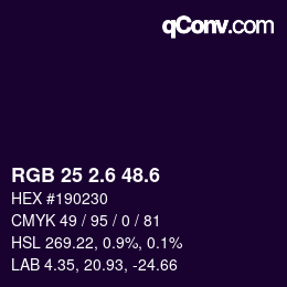 カラーコード: RGB 25 2.6 48.6 | qconv.com