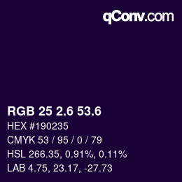 カラーコード: RGB 25 2.6 53.6 | qconv.com