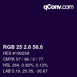 カラーコード: RGB 25 2.6 58.6 | qconv.com