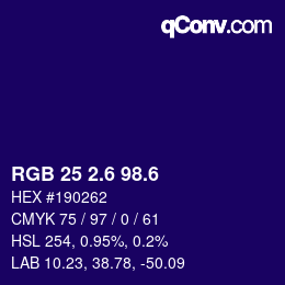 カラーコード: RGB 25 2.6 98.6 | qconv.com