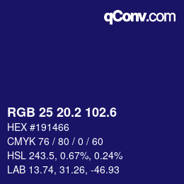 カラーコード: RGB 25 20.2 102.6 | qconv.com