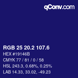 カラーコード: RGB 25 20.2 107.6 | qconv.com