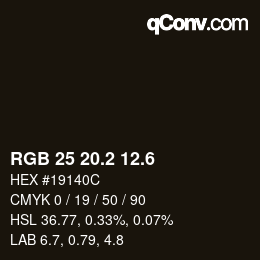 カラーコード: RGB 25 20.2 12.6 | qconv.com