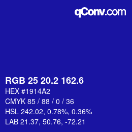 カラーコード: RGB 25 20.2 162.6 | qconv.com