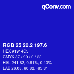 カラーコード: RGB 25 20.2 197.6 | qconv.com