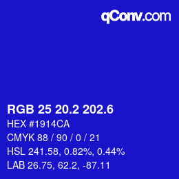 カラーコード: RGB 25 20.2 202.6 | qconv.com