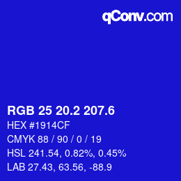 カラーコード: RGB 25 20.2 207.6 | qconv.com