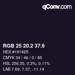 カラーコード: RGB 25 20.2 37.6 | qconv.com