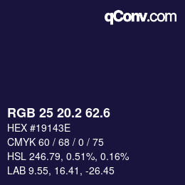 カラーコード: RGB 25 20.2 62.6 | qconv.com