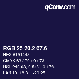 カラーコード: RGB 25 20.2 67.6 | qconv.com