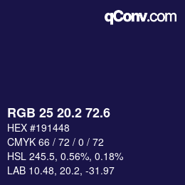 カラーコード: RGB 25 20.2 72.6 | qconv.com