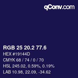 カラーコード: RGB 25 20.2 77.6 | qconv.com
