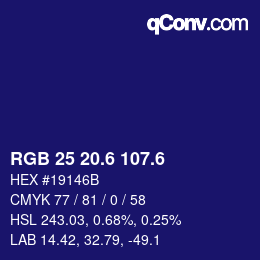 カラーコード: RGB 25 20.6 107.6 | qconv.com